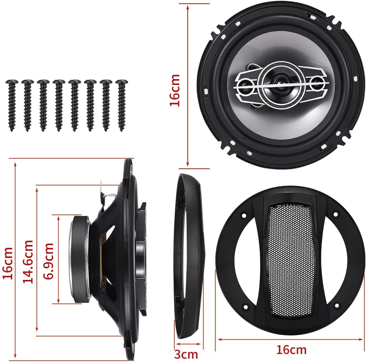Amazon.co.jp: Stynxro カースピーカー 16cm 6.5インチ 最大350W 車